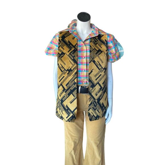 Vtg 70s Fench Terry Unisex Vest Large - Picture 2 of 6